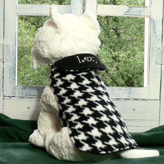 Classic Houndstooth Dog Coat with Embroidered Collar